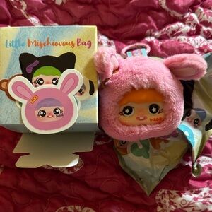 Pink Plush Bunny Bag Charm